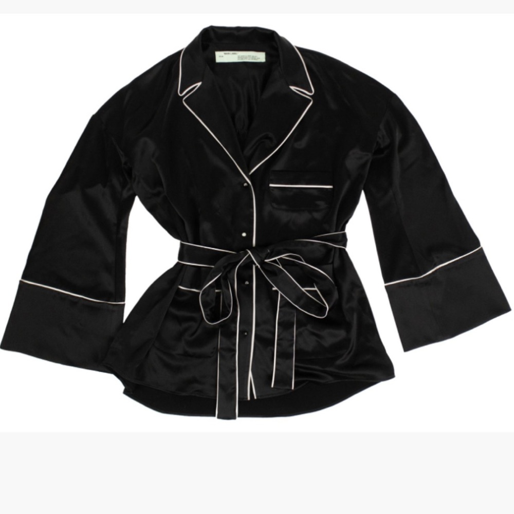 off-white pajama satin shirt